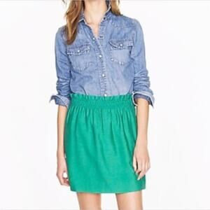 2/$30 J. Crew Crinkle City Mini Skirt Green Pull On Size 00
